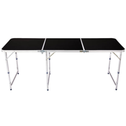 COTINSE 6 FT Adjustable Height Aluminum Folding Table with Carry Handle, Portable Camping Picnic Dining Table for Party Indoor Outdoor Use, Black