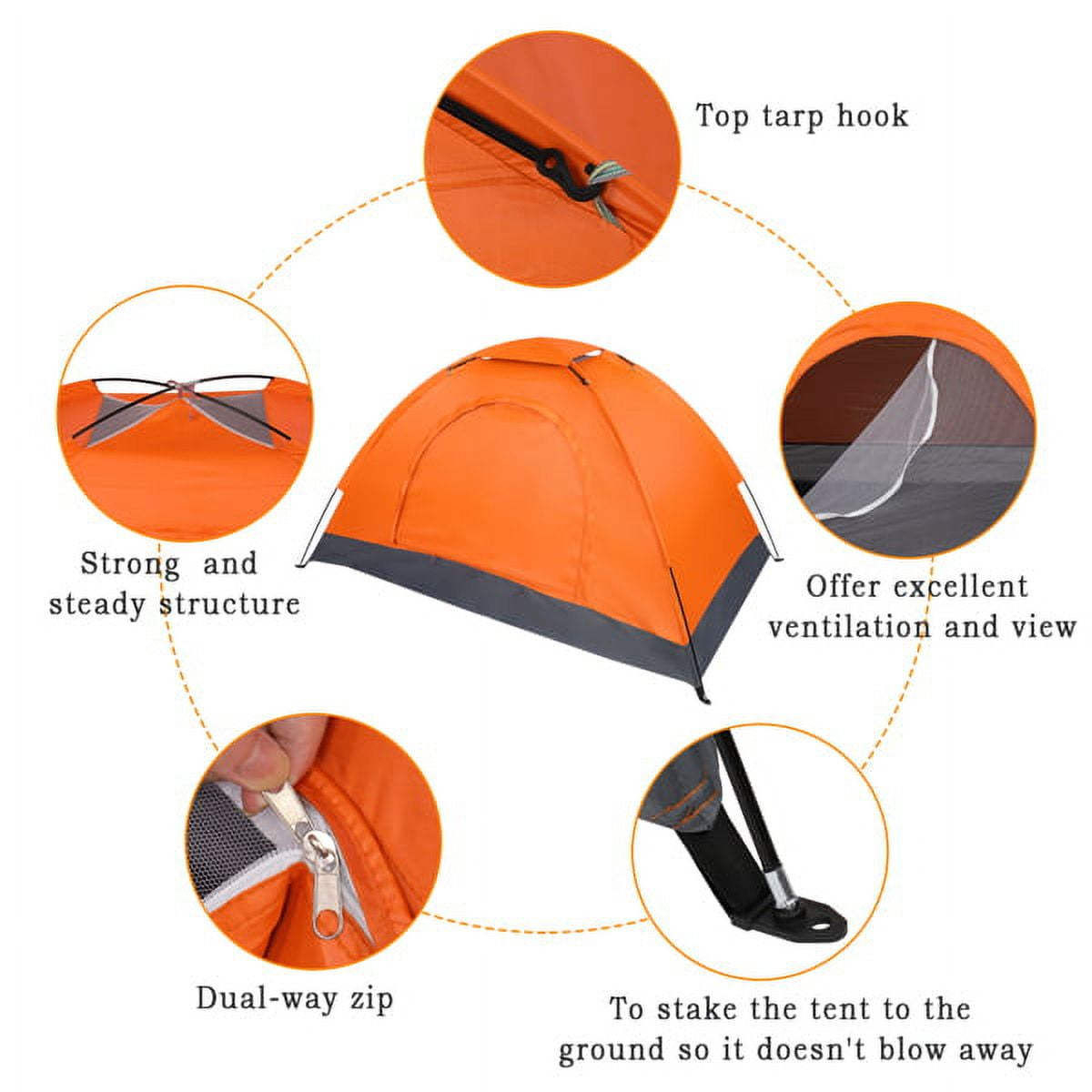 Cotinse 3-4 Person Tent for Camping, Instant Pop Up Camping Tent with Screen Porch, Family Tent for Outdoor/Hiking/Traveling, with Tote Bag, Camp Dome,Pink