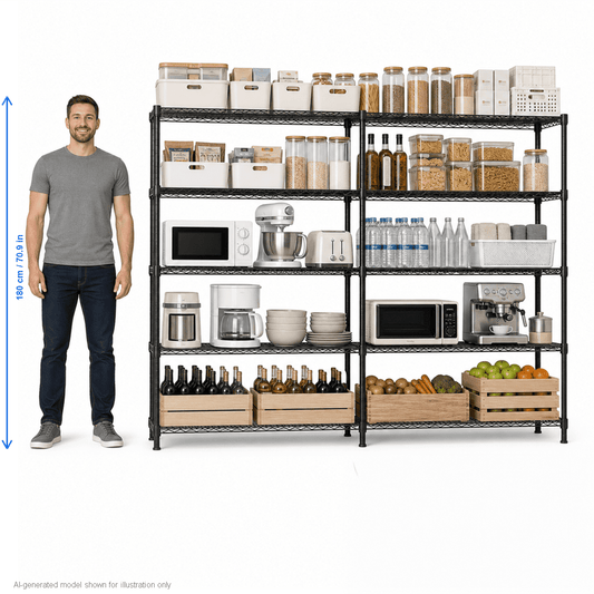 COTINSE 5-Tier Wire Shelving Unit, 58"W x 14"D x 71"H, 1500 lbs Metal Storage Rack with Adjustable Shelves, Freestanding Garage Shelf for Kitchen Pantry Warehouse