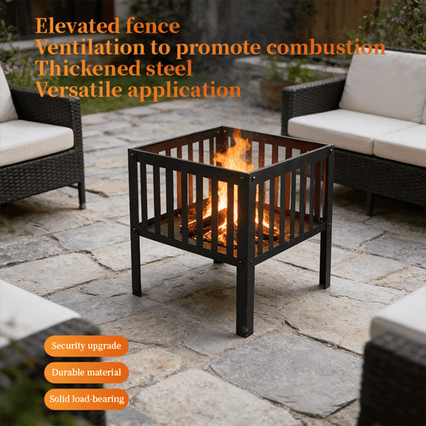 Cotinse Outdoor Fire Pit, 16" Firepit, Segmart Wood Burning Fire Pit, Fire Pits for Outside, Fire Pit Table, Square Metal Firepit Table For Outside Patio, Black