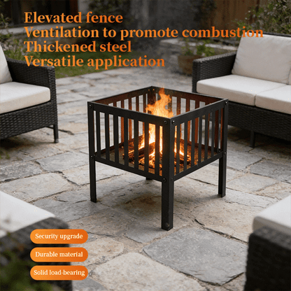 Cotinse Outdoor Fire Pit, 16" Firepit, Segmart Wood Burning Fire Pit, Fire Pits for Outside, Fire Pit Table, Square Metal Firepit Table For Outside Patio, Black