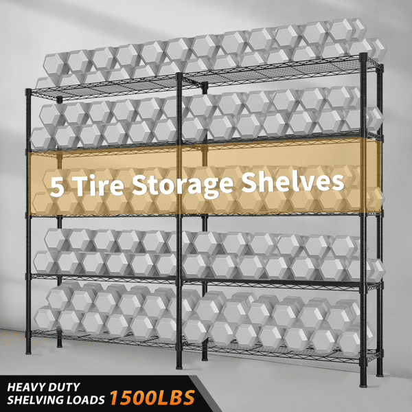 COTINSE 5-Tier Wire Shelving Unit, 58"W x 14"D x 71"H, 1500 lbs Metal Storage Rack with Adjustable Shelves, Freestanding Garage Shelf for Kitchen Pantry Warehouse
