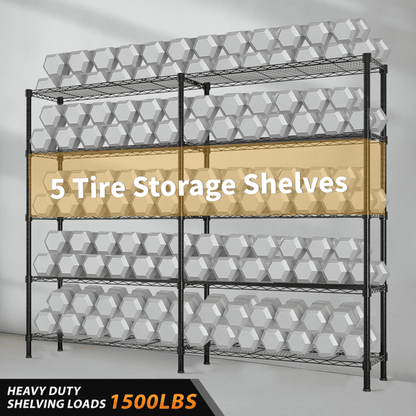 COTINSE 5-Tier Wire Shelving Unit, 58"W x 14"D x 71"H, 1500 lbs Metal Storage Rack with Adjustable Shelves, Freestanding Garage Shelf for Kitchen Pantry Warehouse