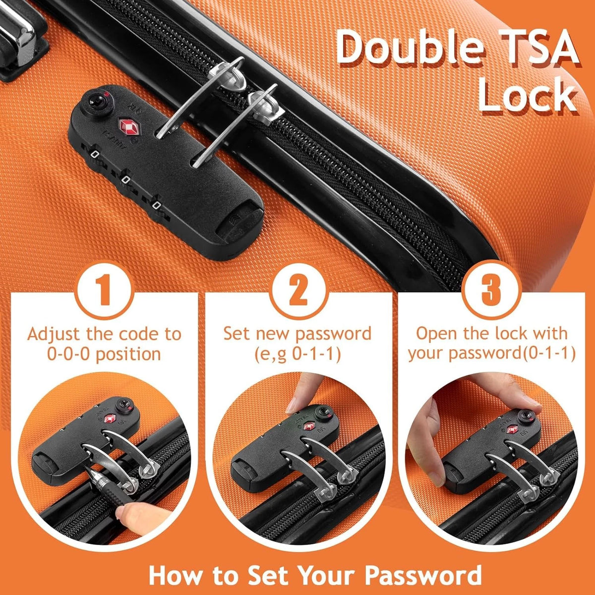 Cotinse Luggage Set Suitcase,3-In-1 Multifunctional Large Capacity Traveling Storage Suitcase Luggage Set,Orange