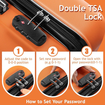 Cotinse Luggage Set Suitcase,3-In-1 Multifunctional Large Capacity Traveling Storage Suitcase Luggage Set,Orange