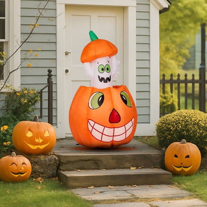 COTINSE 33.6in Halloween Inflatable Pumpkin Ghost with Built-In LED Lights, Outdoor Blow Up Yard Decoration for Lawn, Garden and Party