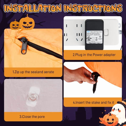 COTINSE 33.6in Halloween Inflatable Pumpkin Ghost with Built-In LED Lights, Outdoor Blow Up Yard Decoration for Lawn, Garden and Party