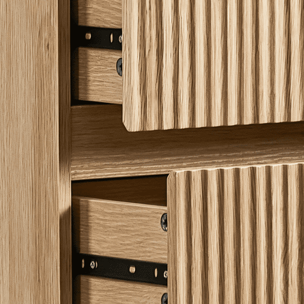 COTINSE 4-Drawer Dresser, Oak Handleless Nightstand with Grille Fronts, Engineered Wood Storage Cabinet for Bedroom, 23.62 in Wide