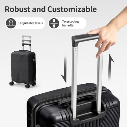 COTINSE 3 Piece Hardside Luggage Set, Lightweight PP Suitcases with 360° Spinner Wheels, 20/24/28 Inch Travel Trolley Case, Black