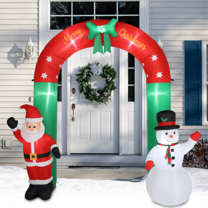 COTINSE 8 FT Christmas Inflatable Archway with Santa & Snowman, Outdoor Christmas Decorations with 7 LED Lights and Built-in Blower for Yard, Lawn, Garden and Holiday Party