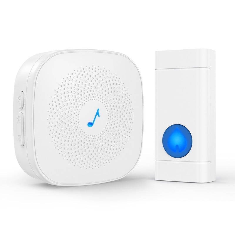 COTINSE Wireless Doorbells for Home, 1300 ft Long Range Doorbell Wireless Kit with 1 Plug-in Door Chime Receiver & 1 Push Button, 58 Chimes, 5 Volume Levels, LED Flash, IP55 Waterproof, White