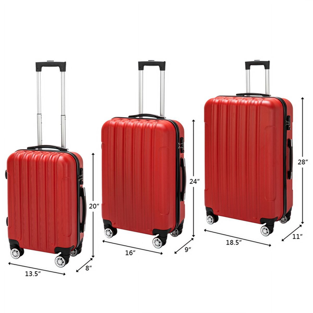 Cotinse Luggage Set Suitcase,3-In-1 Multifunctional Large Capacity Traveling Storage Suitcase Luggage Set,Red