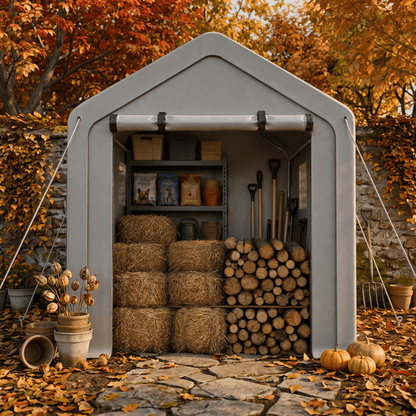 COTINSE 6x10 FT Outdoor Storage Shed, Waterproof Portable Bike Storage Tent with Roll-Up Zipper Door, 2 Windows, Heavy Duty Frame and Ground Stakes for Bicycles, Garden Tools and Firewood