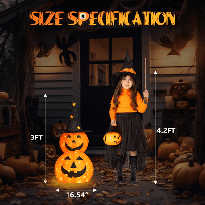 COTINSE 2-Pack 3 FT Lighted Pop-Up Pumpkin Halloween Decorations, 150 LED Lights, Collapsible Indoor Outdoor Yard Decor