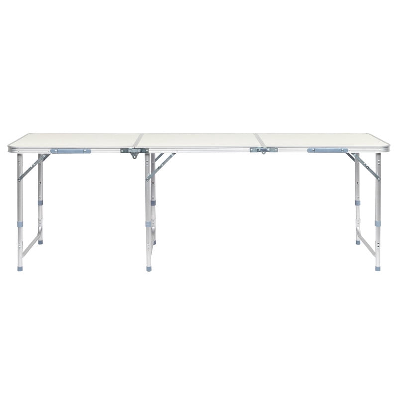 COTINSE 6 FT Adjustable Height Aluminum Folding Table with Carry Handle, Portable Camping Picnic Dining Table for Party Indoor Outdoor Use, Beige