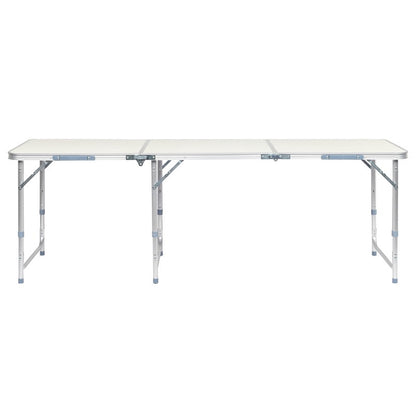 COTINSE 6 FT Adjustable Height Aluminum Folding Table with Carry Handle, Portable Camping Picnic Dining Table for Party Indoor Outdoor Use, Beige