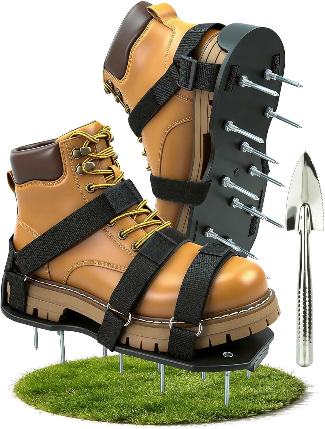 Cotinse Lawn Aerator Shoes, Grass Aerator shoes with Adjustable Spike, Spiked Aerating Sandals Heavy Duty Lawn soil Aerator Tool for Yard Patio Garden Lawn