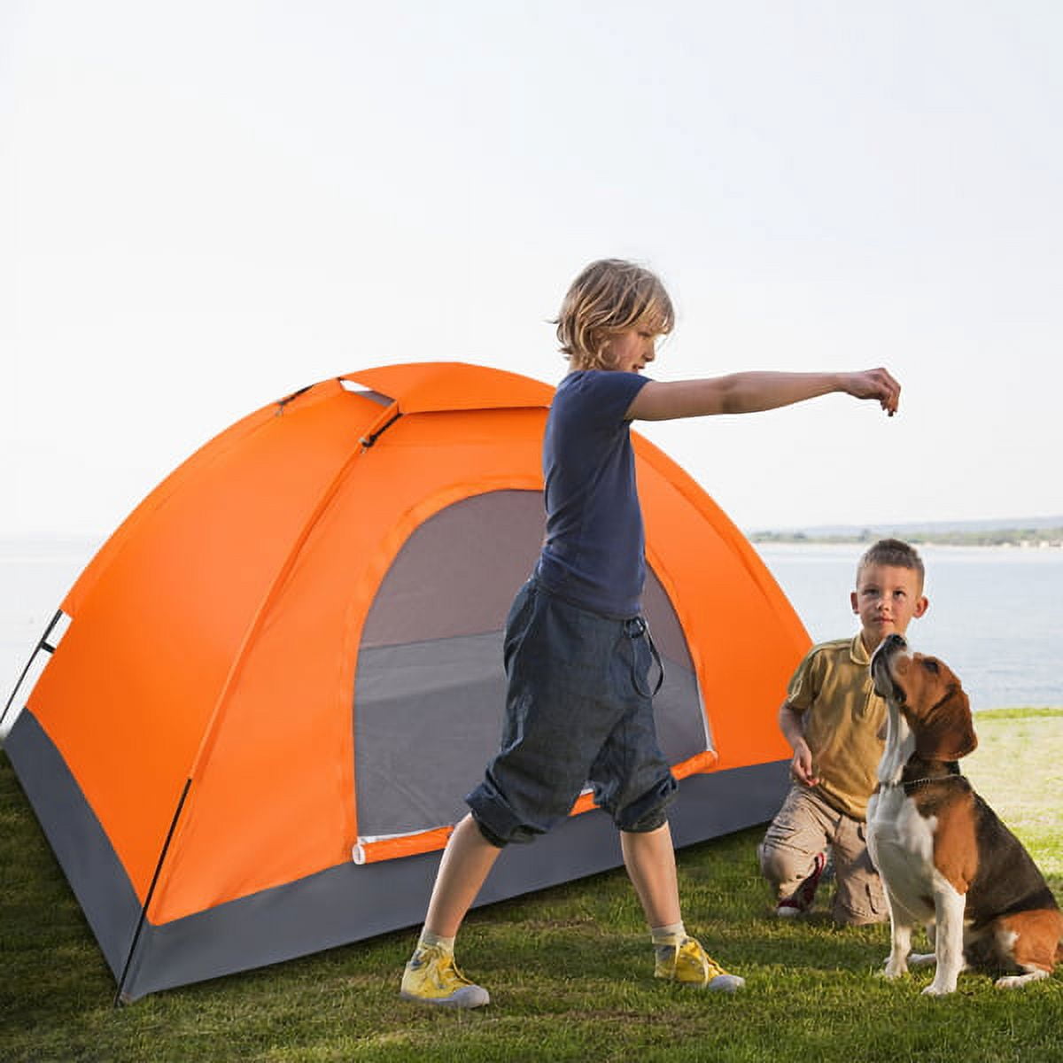 Cotinse 3-4 Person Tent for Camping, Instant Pop Up Camping Tent with Screen Porch, Family Tent for Outdoor/Hiking/Traveling, with Tote Bag, Camp Dome,Pink