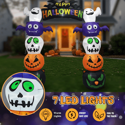 COTINSE 8.2FT Halloween Decorations Inflatable Pumpkin Archway with 7 LED Lights, Blow Up Outdoor Yard Decor & Party Supplies
