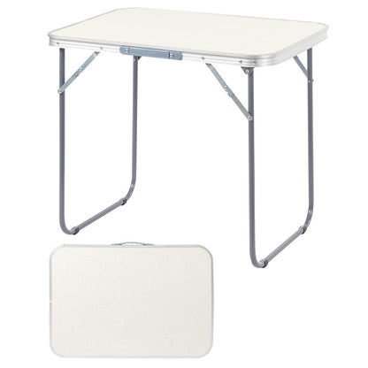 COTINSE 2.3 FT Portable Aluminum Folding Table with Carry Handle, Camping Picnic Dining Table for Indoor Outdoor Party, Beige