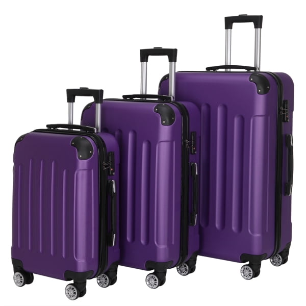 Cotinse 3 Piece Luggage Sets Hardshell Lightweight Suitcase with TSA Lock Spinner Wheels,Purple