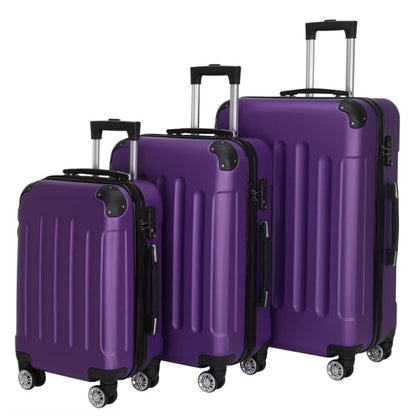 Cotinse 3 Piece Luggage Sets Hardshell Lightweight Suitcase with TSA Lock Spinner Wheels,Purple
