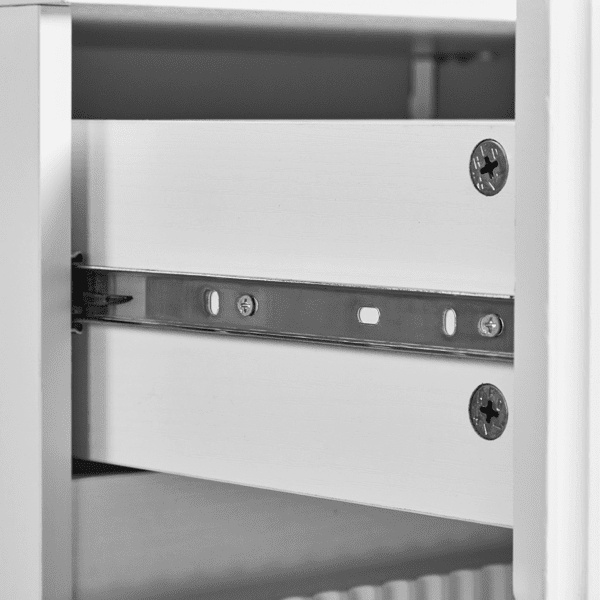 COTINSE 4-Drawer Dresser, White Handleless Nightstand with Grille Fronts, Engineered Wood Storage Cabinet for Bedroom, 23.62 in Wide