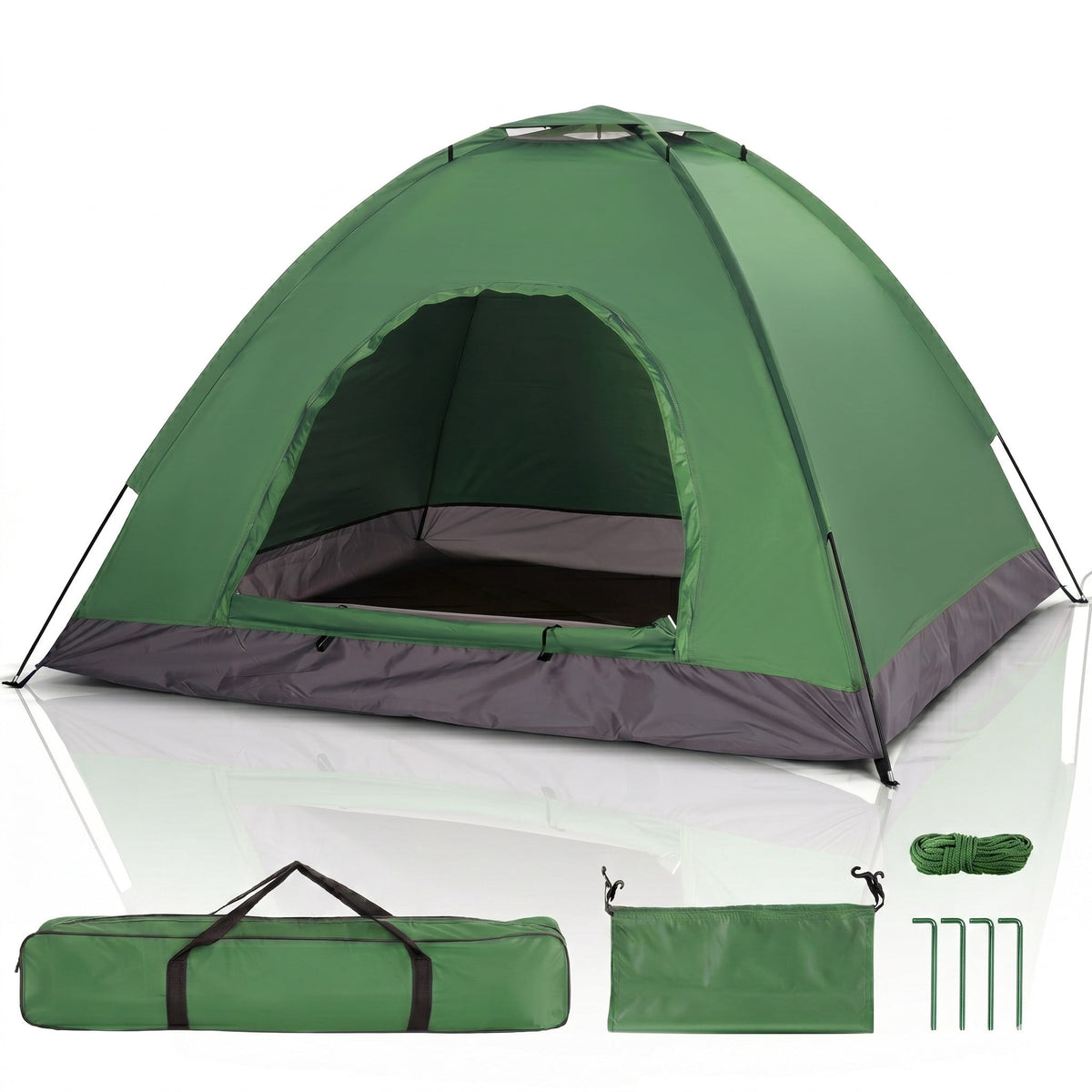 Cotinse 3-4 Person Tent for Camping, Instant Pop Up Camping Tent with Screen Porch, Family Tent for Outdoor/Hiking/Traveling, with Tote Bag, Camp Dome,Green