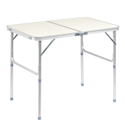 COTINSE 3 FT Adjustable Height Aluminum Folding Table with Carry Handle, Portable Camping Picnic Dining Table for Indoor Outdoor Use, Beige
