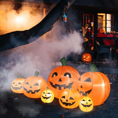COTINSE 7ft Halloween Inflatable 7 Pumpkins with LED Lights, Blow Up Outdoor Yard Decoration for Lawn Garden Patio with Blower & Stakes